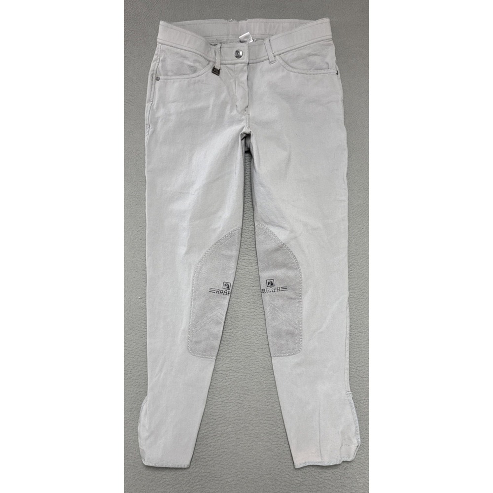 Romfh Sarafina Euro Grip Breeches Equestrian Riding Knee Patch Gray 28R (26x25)